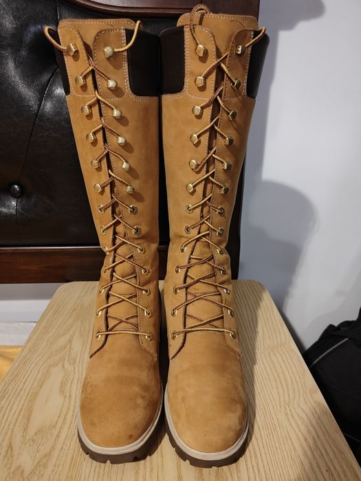 Ghete Timberland W Prem 14in Wht piele Nubuck bej mustar maro camel