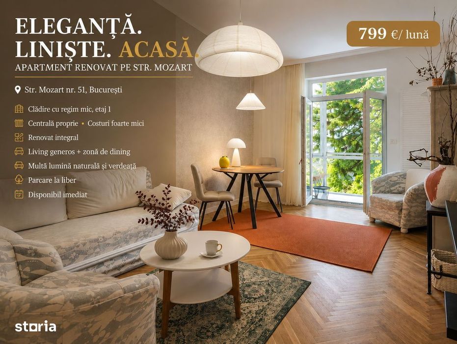 Apartament superb renovat | Str. Mozart | Etaj 1 | Centrală proprie |