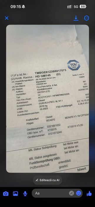 SKODA  OCTAVIA  2  FACELIFT  20 TDI an 2011 Euro 5 Pret 4850€uro