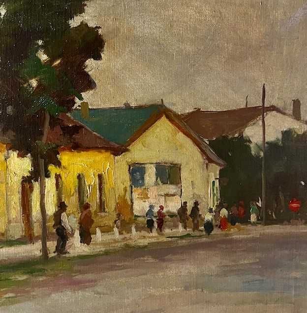”ULITA TRANSILVANA”- AUTENTIC! Superb Tablou valoros, f VECHI, semnat Várdeák Ferenc (1897 - ) ulei pe panza, cu o rama din lemn masiv.,