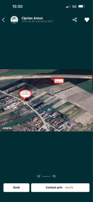 Teren de vanzare Tunari-Dimieni 800m2 cu autorizatie de constructie
