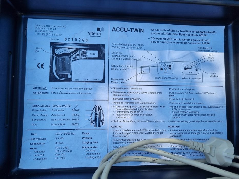 Aparat de sudura cu stifturi viterra Accu-Twin