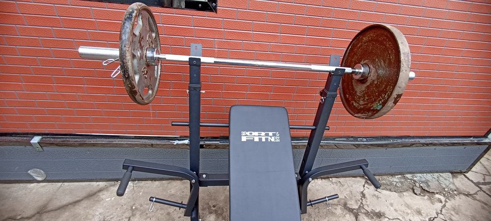 Скамья для жима штанга блины