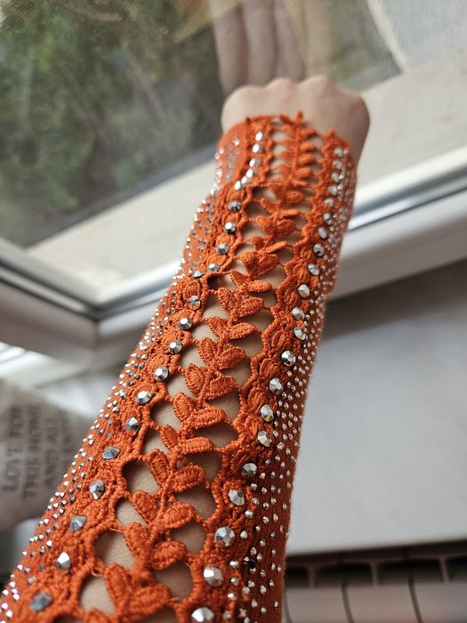 Рокля с дълъг ръкав оранжева S/M