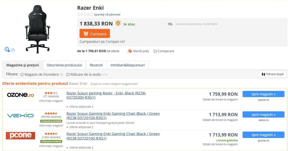 Scaun Razer Enki Quartz Roz gaming