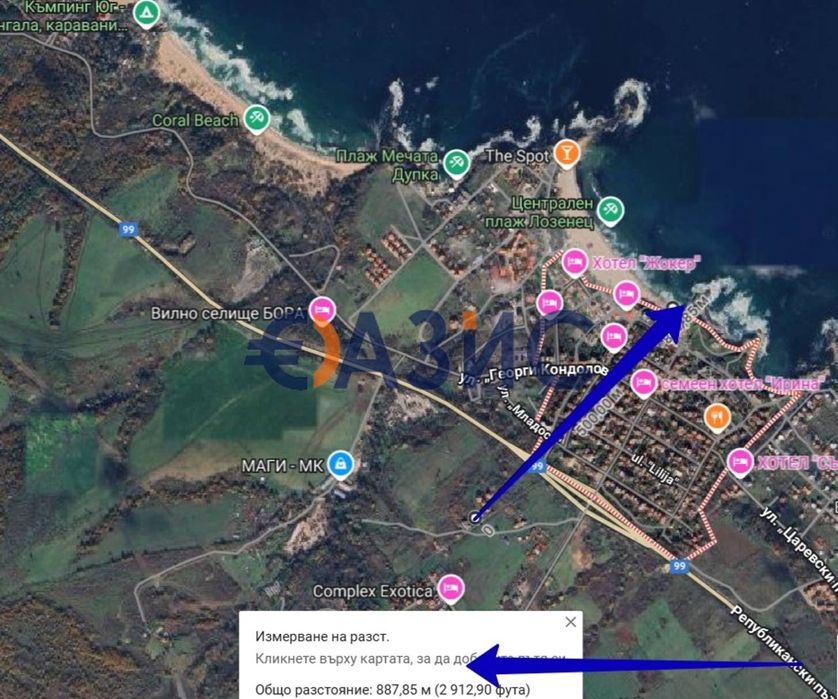 Продава се Парцел в с. Лозенец, Област Бургас - 2064 кв.м за 27 €/кв.м - Снимка #1