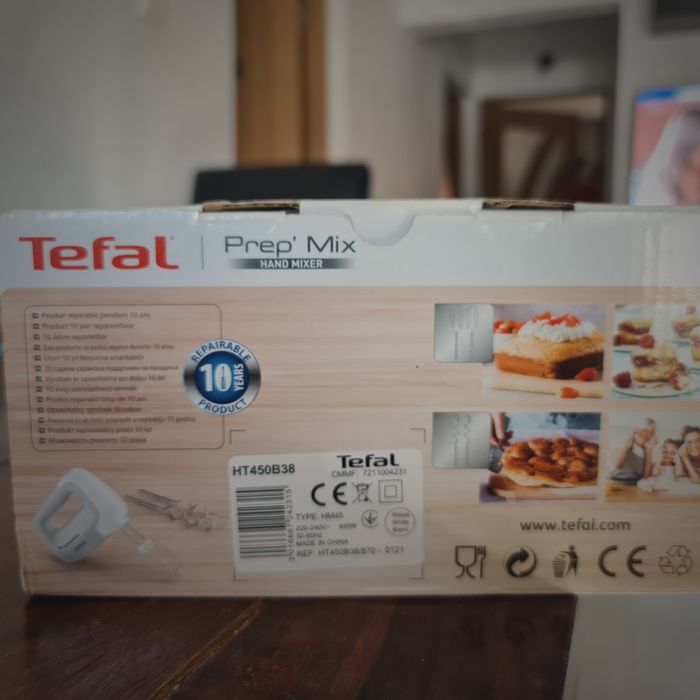 Mixer de mana TEFAL Prep'Mix HT450B38, 450W, 5 trepte viteza
