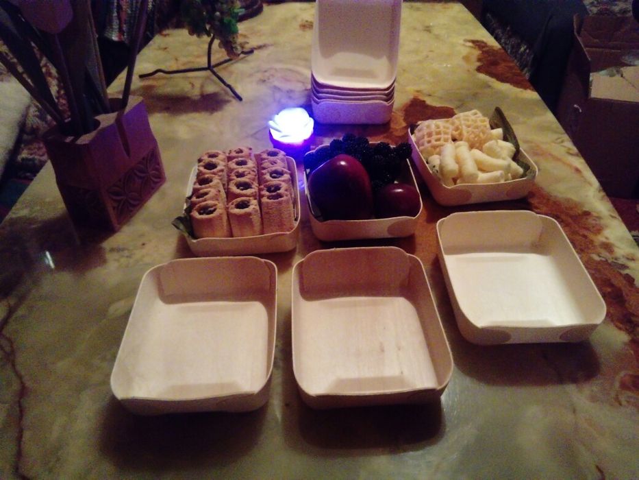 1Еко дървени кошнички за парти сервиране,