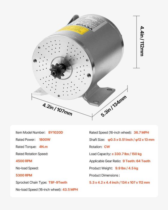 Motor DC 1800W 48V 4500rpm + controller Nou ambalat