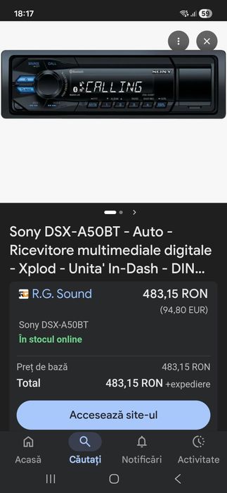 Player auto SONY DSX-A50BT Bluetooth
