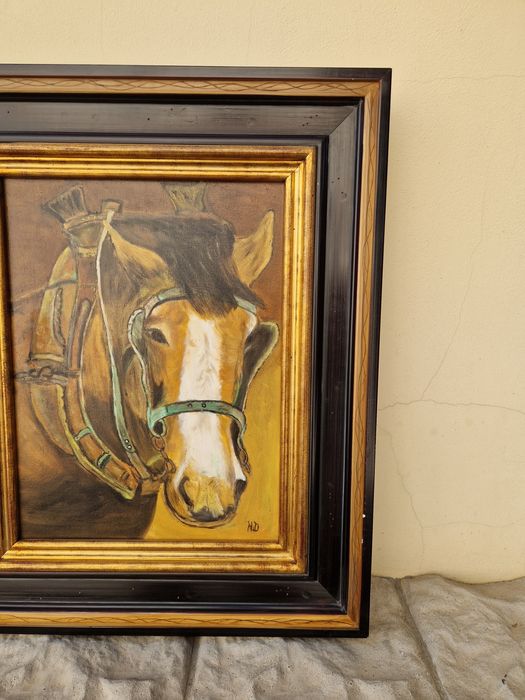 Прекрасна антикварна авторска картина масло върху платно