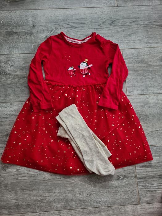 Rochita de Craciun noua, cu dresuri aurii, C&A, marimea 98