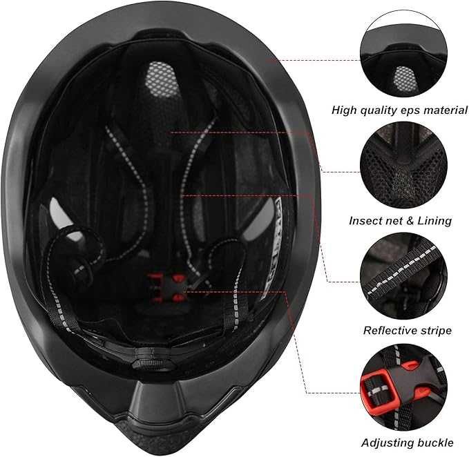 Shinmax Cască de bicicletă pentru adulți cu lumină