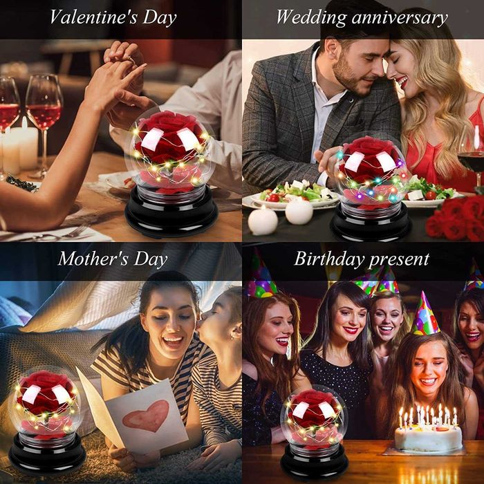 Нова роза LED светлини кутия Подарък за жена приятелка гадже Годишнина