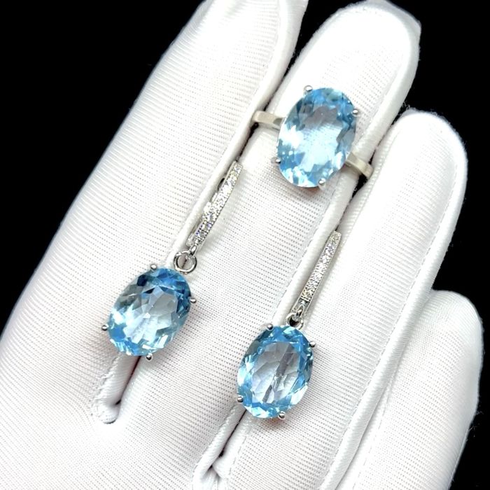 Комплект с натуральными Топазами 14 ми