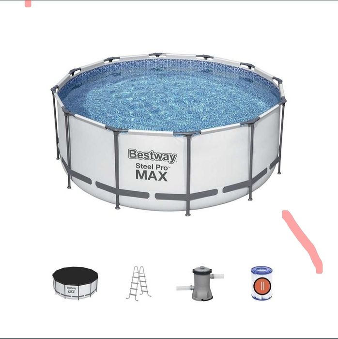Продам б/у каркасный бассейн 
Bestway Steel Pro MAX
Ширина 4.57 
Глуби