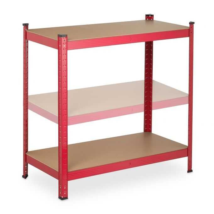 Тежкотоварен стелаж с 5 рафта в червено 180см,до 875кг