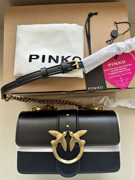 Чисто нова Чанта и колан Pinko Love Mini Icon в черен цвят