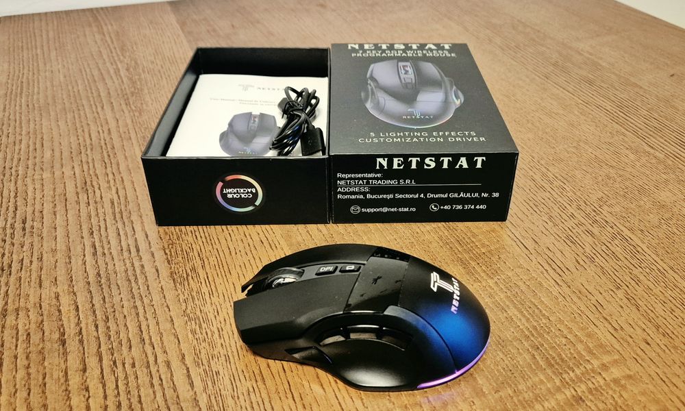 Mouse Wireless NETSTAT RGB, Bluetooth + 2.4GHz, Multi-Device, ca nou