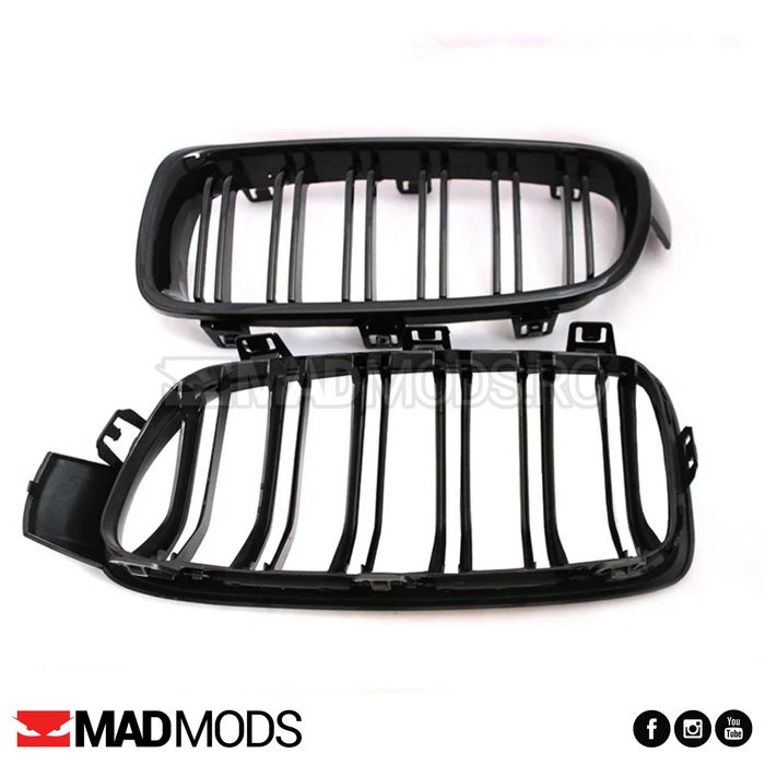 Set grile duble M BMW Seria 3 F30 F31 F80 M3 2012-2018 Negru Lucios