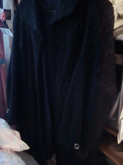 Haina de blana naturala (Astrahan) Karakul neagra masura 44
