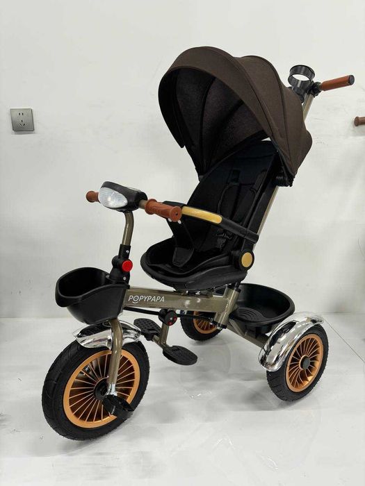 Велоколяска детская, трехколесный велосипед со святящимися фарами