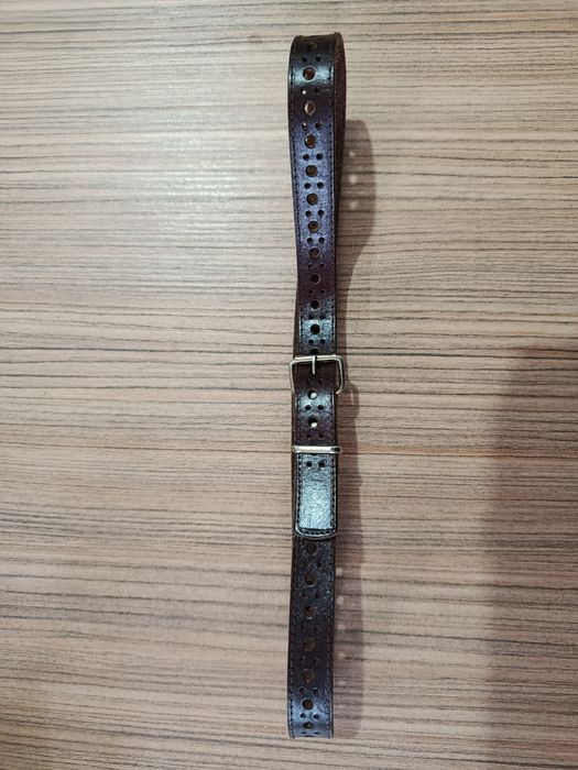 Curea maro din piele naturala finuta pentru talie cu model hippie