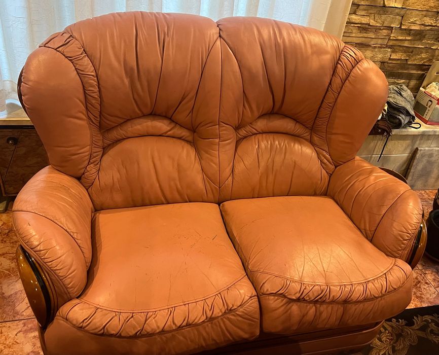 Комплект дивани естествена кожа