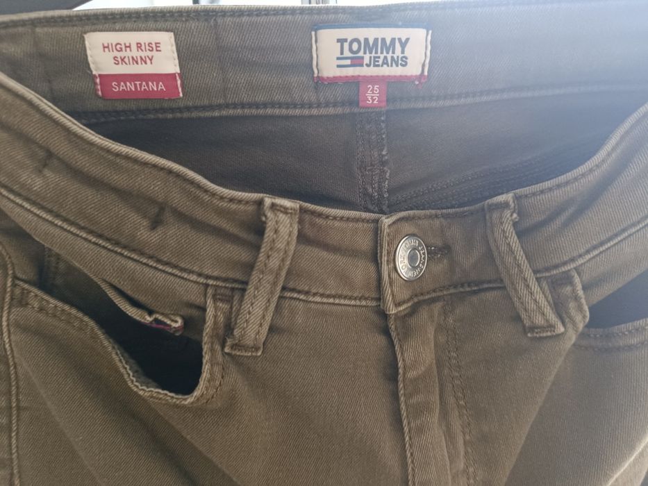 Оригинални дънки, Tommy Hilfiger, Skinny, 32, маслено зелени
