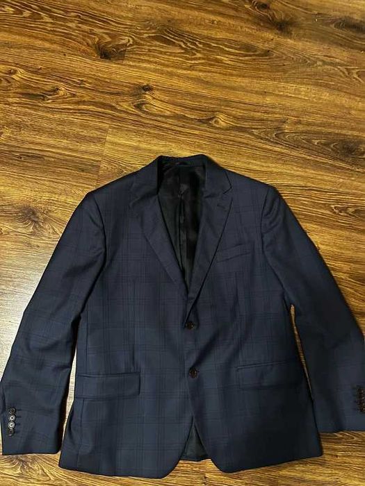 Sacou/Costum Bigotti bleumarin în carouri – mărime mare (aproape nou)