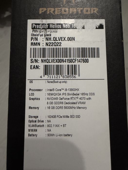 Acer Predator Helios Neo 16(PHN16-71)