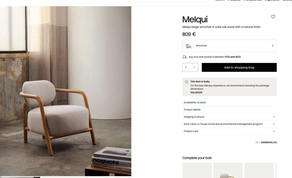 Melqui Бежов фотьойл от масивно дъбово дърво KaveHome