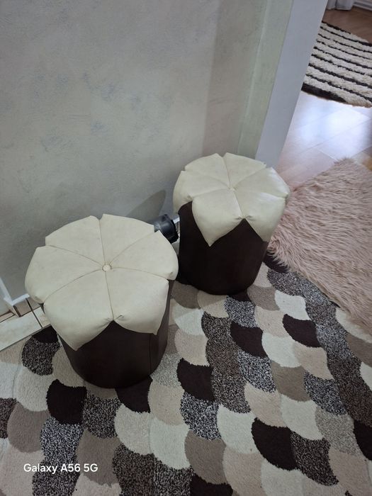 Masa sticla Living   + 2 tamburele