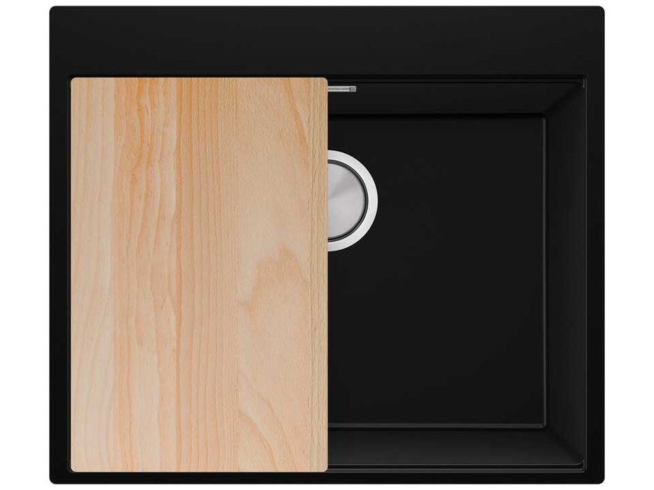 Кухненска Мивка от гранит  Осло XL TOP 580 x 500 mm - Черна + навиш