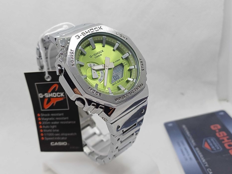 Ceas Casio g shock Full metal GM-2100d Green-Silver Nou,Garantie 2 ani