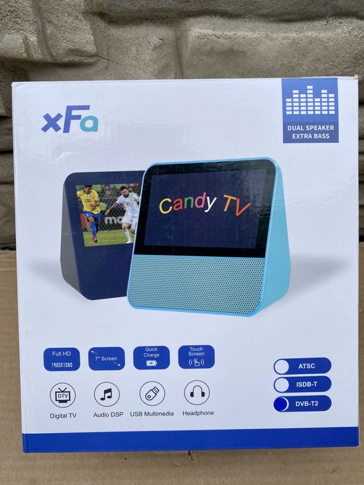 Мини преносим телевизор, 7 инча, Candy TV DVB-T2 + FM