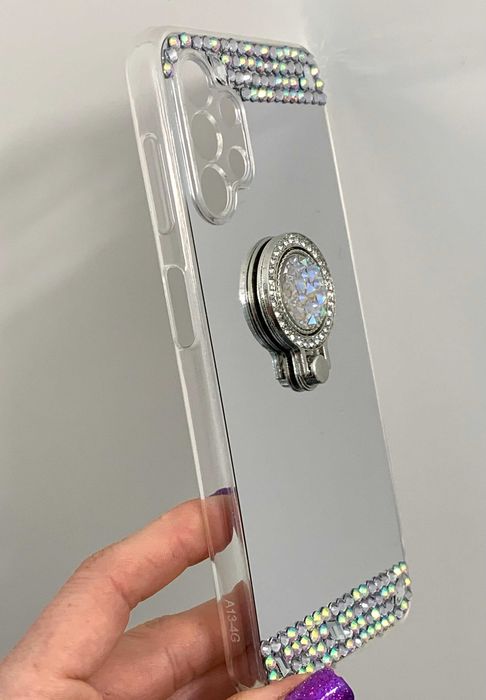 Husa tip oglinda cu pietricele si inel pt Samsung Galaxy A04s / A23 5G