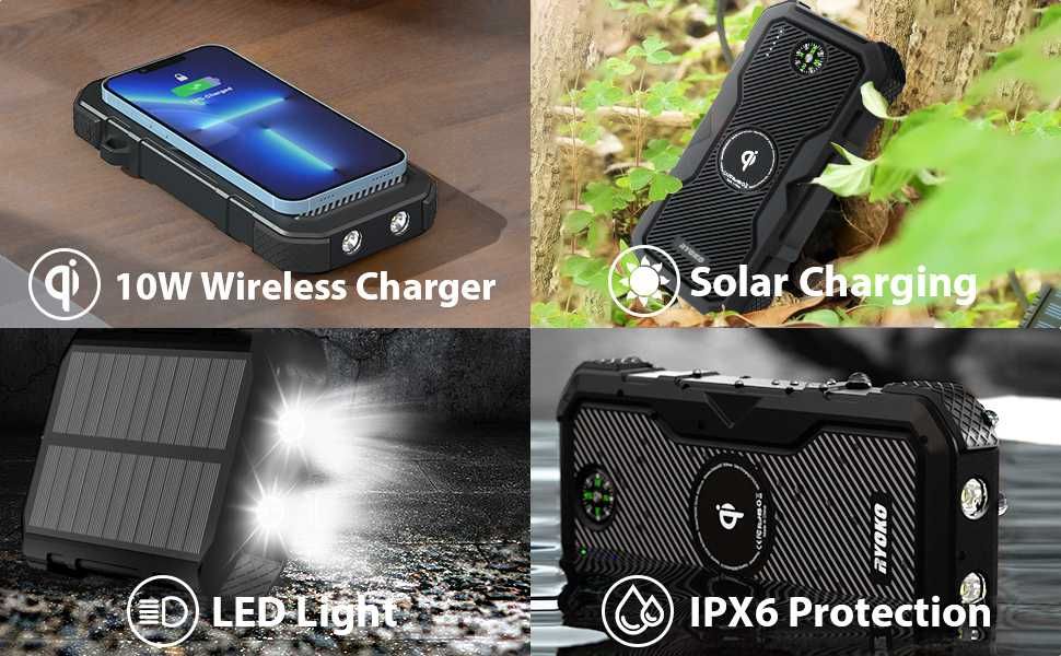 Ryoko Solar Charger Power Bank, 30000mAh