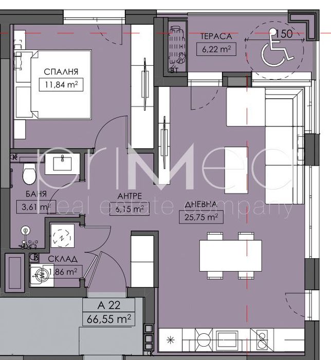 2-стаен в Бургас-Меден рудник - зона В площ 80 цена 75981