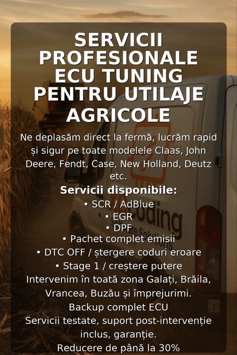 Resoftare DPF, AdBlue, Diagnoză Tractoare, Utilaje Agricole & Camioane