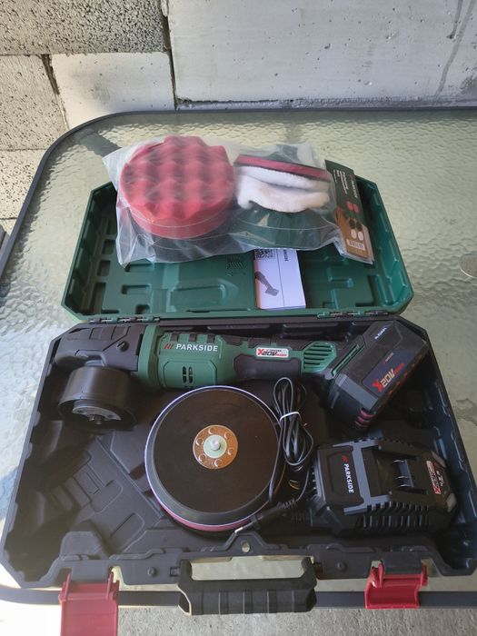 Mașina polish pe acumulator parkside noua + set bureti