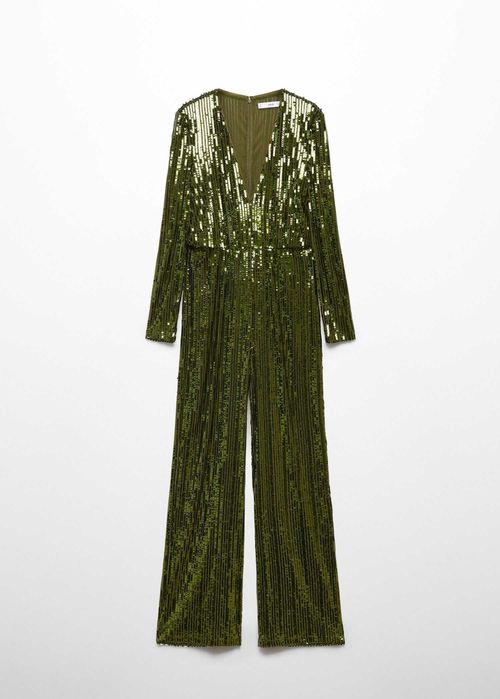 Mango sequin green jumpsuit! New! Size L