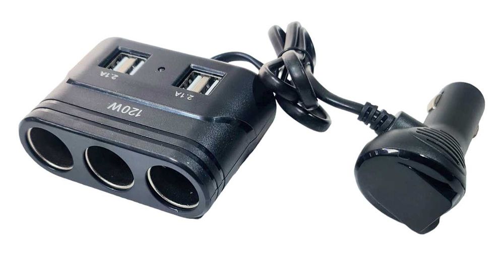 Разклонител за запалка 120W с волтметър - 3 гнезда + 4 USB (12V/24V)