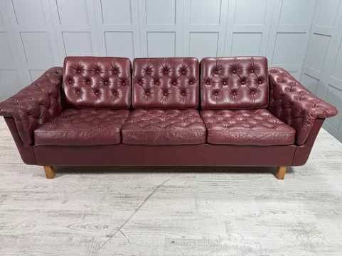 Винтидж диван 3-ка естествена кожа Р473-Д