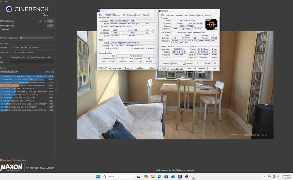Комплект MSI MAG B550 TOMAHAWK MAX WIFI + Ryzen 5 5600x, шестядрен 3.5/4.6GHz АМ4