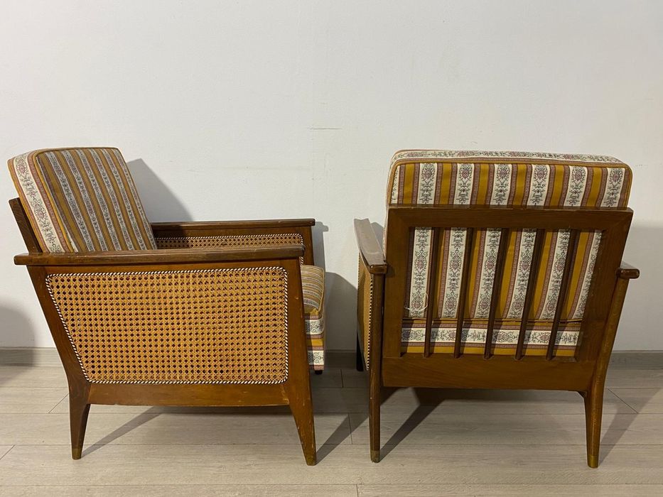 Set Retro Vintage Canapea cu 2 Fotolii