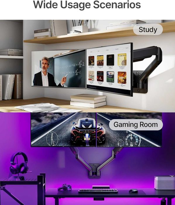 Стенна стойка monTEK за два монитора 17–32 инча, до 9 кг всеки