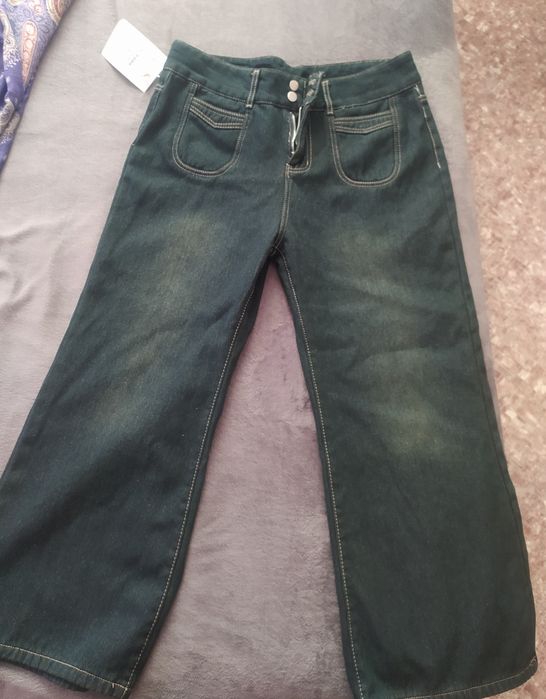 Джинсы широкие теплые