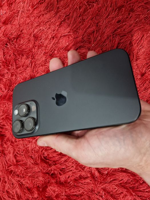 -Iphone 16Pro, ca Nou 128Gb 8Ram ireprosabil Bat:90%-480 cicluri incarcare Black Titanium MDM doar telefonul poze reale