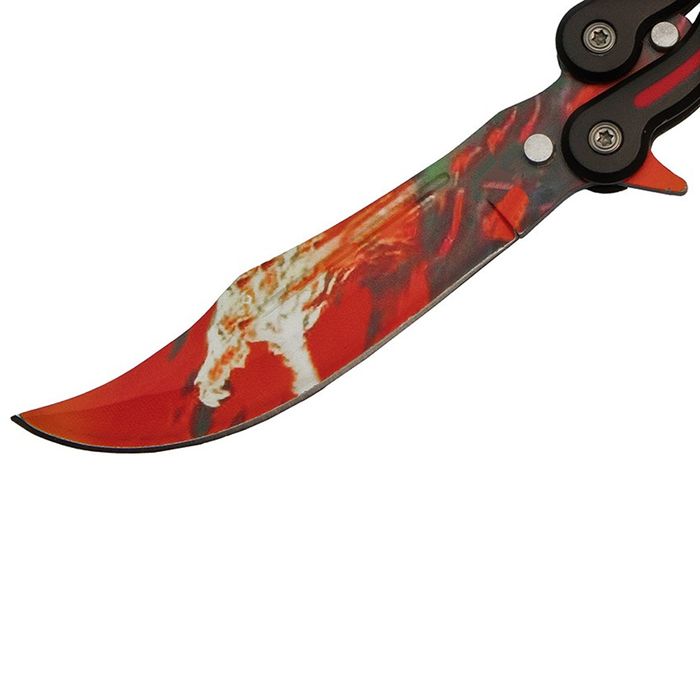 Briceag fluture antrenament Fire Demon, otel inoxidabil, 24.5 cm, rosu